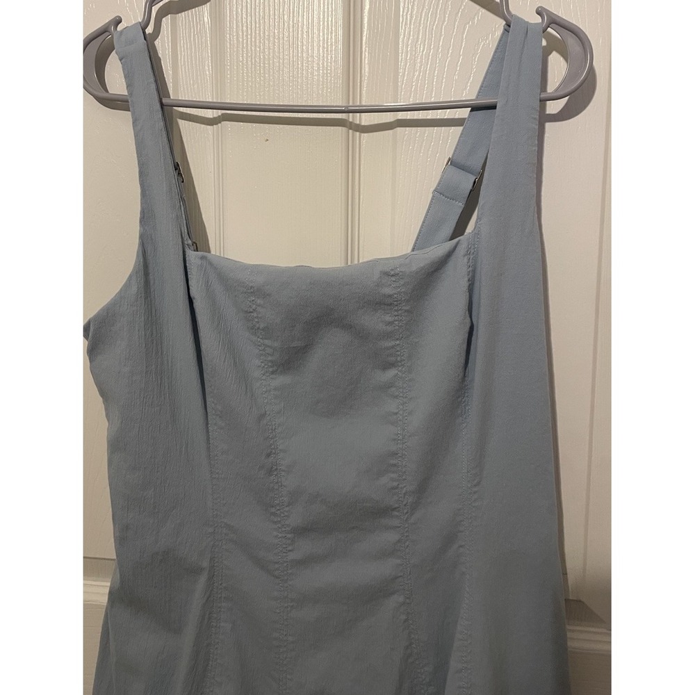 Abercrombie & Fitch Mila Midi Dress L Blue Cotton Square neck A Line - Picture 4 of 8